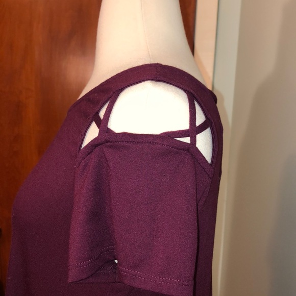 Plum/Wine Dress with Criss-Cross Detail - Picture 3 of 8